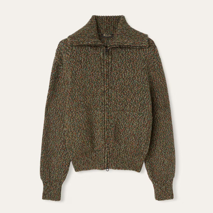 NIGO Loro Piana Women's Spring and Autumn Solid Color Cashmere Zipper Pilot Long Sleeve Knit Jacket #nigo73661