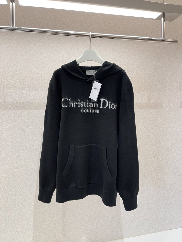 NIGO Dior Men's Spring and Autumn Black Logo Letter Print Tassel Design Hooded Long Sleeve Sweatshirt #nigo73654