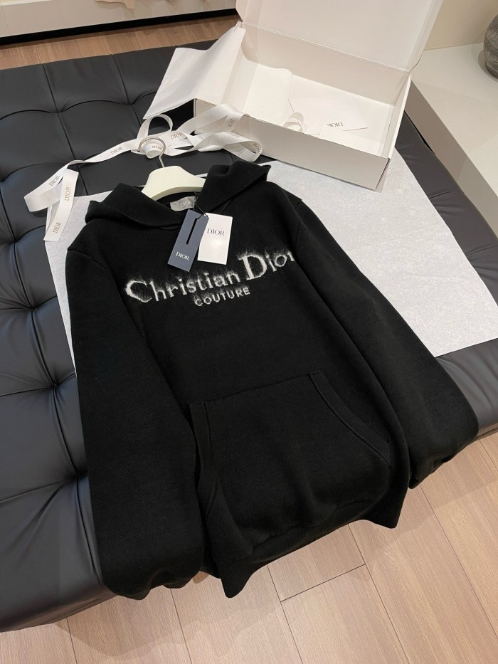 NIGO Dior Men's Spring and Autumn Black Logo Letter Print Tassel Design Hooded Long Sleeve Sweatshirt #nigo73654