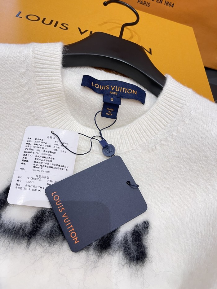 NIGO Louis Vuitton Women's Summer Crew Neck Monogrammed Cashmere Long Sleeve Knit Sweater #nigo73667