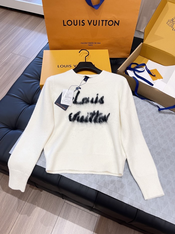 NIGO Louis Vuitton Women's Summer Crew Neck Monogrammed Cashmere Long Sleeve Knit Sweater #nigo73667