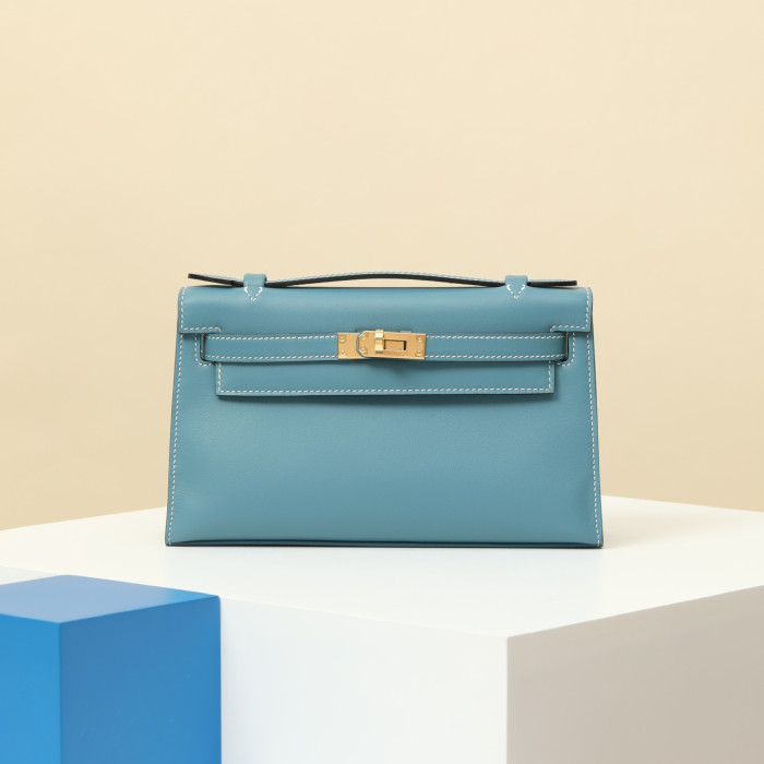 NIGO Hermes Women Pure Color Metal Buckle Cowhide Handbag Bag Bags #nigo73649