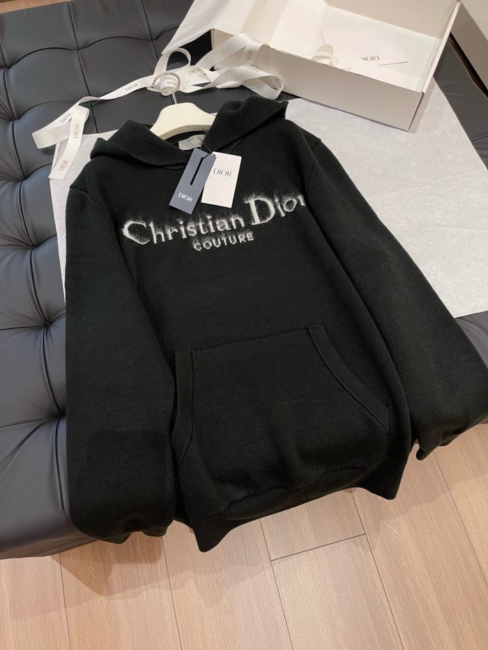 NIGO Dior Men's Spring and Autumn Black Logo Letter Print Tassel Design Hooded Long Sleeve Sweatshirt #nigo73654