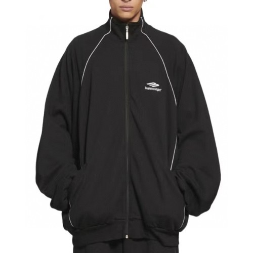 NIGO Balenciaga Men's Spring and Autumn Black Logo Printed Standing Collar Zipper Sports Jacket Loose Midriff Casual Pants Suit Set #nigo73687
