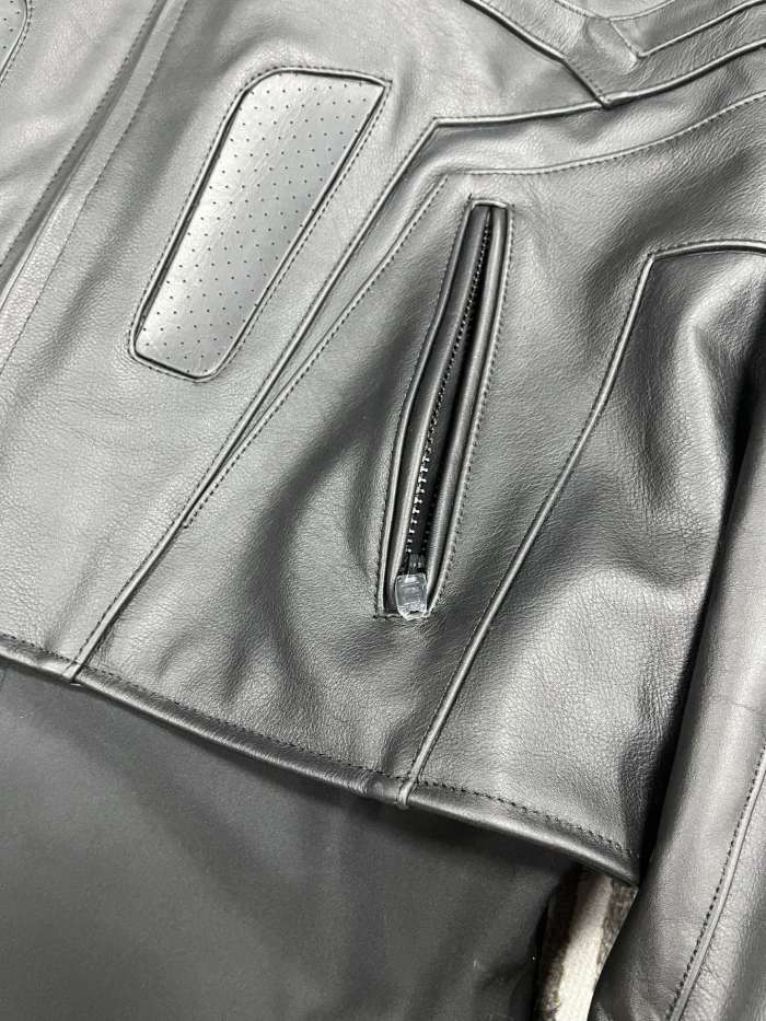 NIGO Balenciaga Men's Fall And Winter Black Round Neck Zipper Closure Regular Fit Long Sleeve Leather Jacket #nigo73673