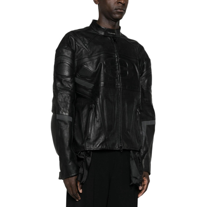 NIGO Balenciaga Men's Fall And Winter Black Round Neck Zipper Closure Regular Fit Long Sleeve Leather Jacket #nigo73673