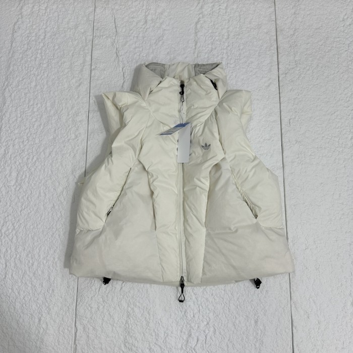 NIGO Adidas Men's and Women's Spring and Autumn Solid Color Quilted Logo Drawstring Zipper Down Vests Jacket #nigo73672