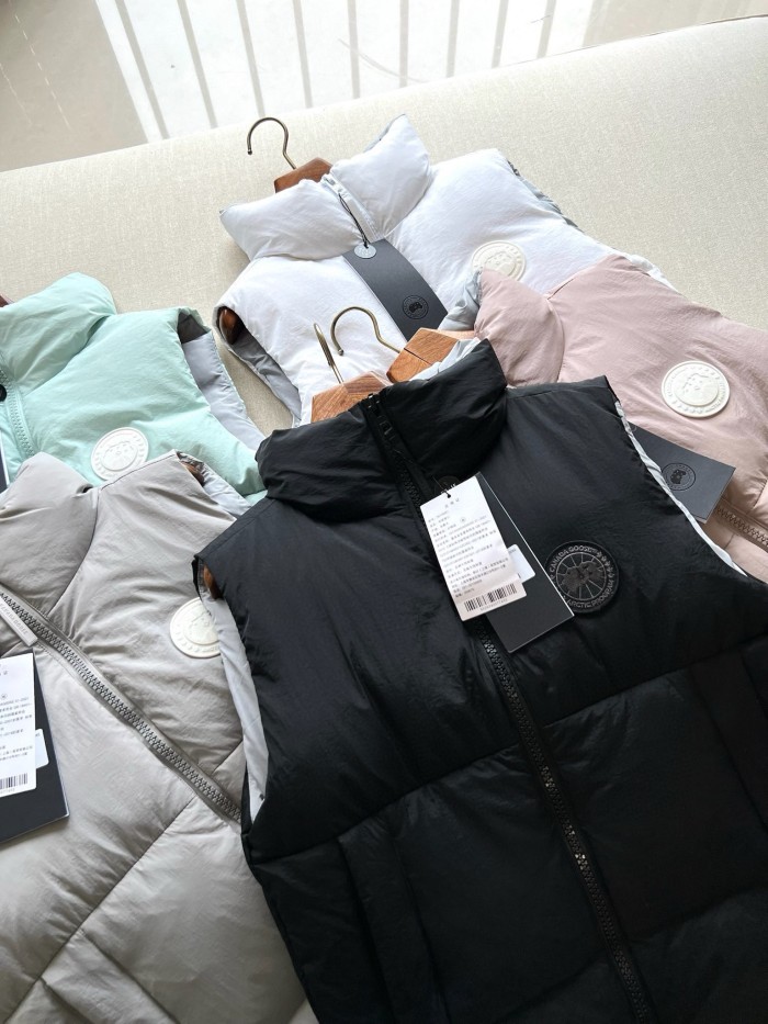 NIGO Canada Goose Men's Autumn and Winter Solid Color Logo Label Standing Collar Down Zipper Vest Jacket #nigo73692