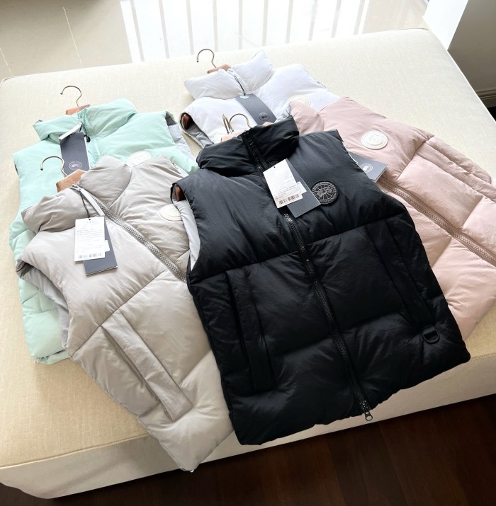NIGO Canada Goose Men's Autumn and Winter Solid Color Logo Label Standing Collar Down Zipper Vest Jacket #nigo73692