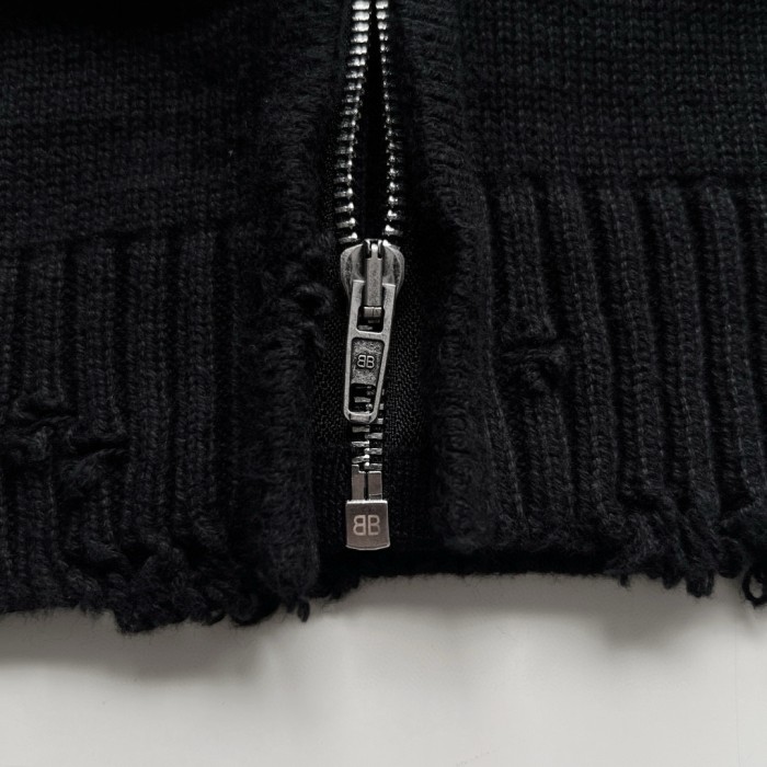 NIGO Balenciaga Men's Spring And Autumn Y2K Old High Neck Zipper Pattern Printed Black Long Sleeve Loose Knit Cardigan Jacket Ngvp #nigo9479