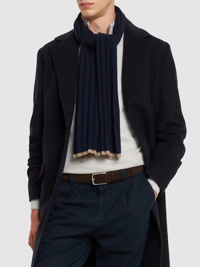 NIGO Brunello Cucinelli  Men's Fashion Ribbed Knit Cashmere Casual Solid Color Scarf Ngvp #nigo9483