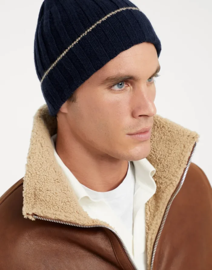 NIGO Brunello Cucinelli Men's Autumn And Winter Simple Solid Color Cashmere Ribbed Knit Beanie Casual Pullover Hat Ngvp #nigo9484