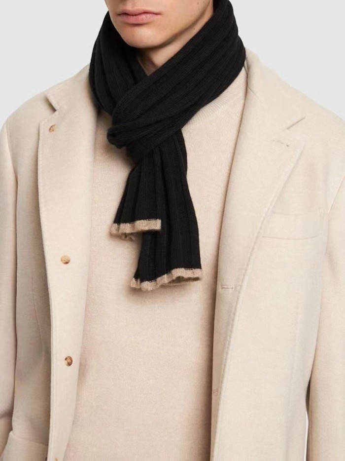 NIGO Brunello Cucinelli  Men's Fashion Ribbed Knit Cashmere Casual Solid Color Scarf Ngvp #nigo9483