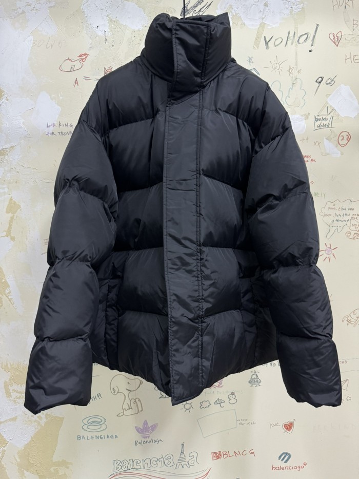 NIGO Balenciaga Men's Winter Flame Letter Logo Print Black Nylon Fabric Long Sleeve Puffer Down Jacket #nigo73718