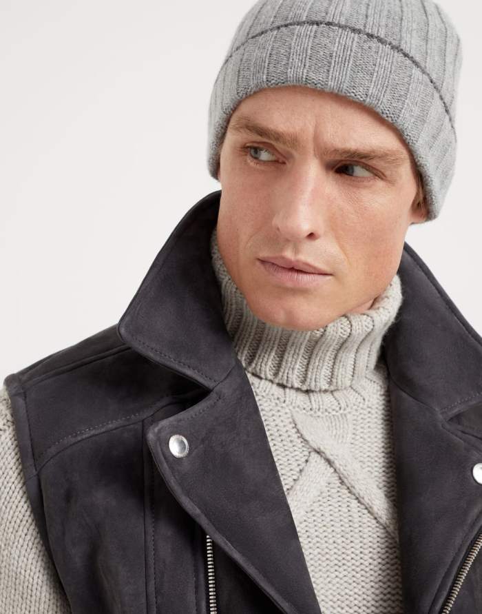 NIGO Brunello Cucinelli Men's Autumn And Winter Simple Solid Color Cashmere Ribbed Knit Beanie Casual Pullover Hat Ngvp #nigo9484