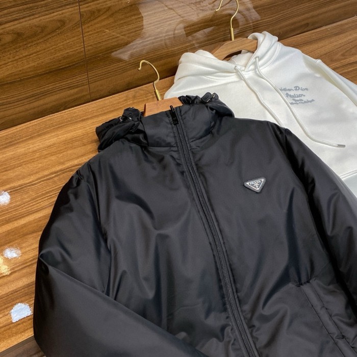 NIGO Prada Men's Fall And Winter Black Nylon Reversible Zipper PufferDown Long Sleeve Jacket #nigo73712