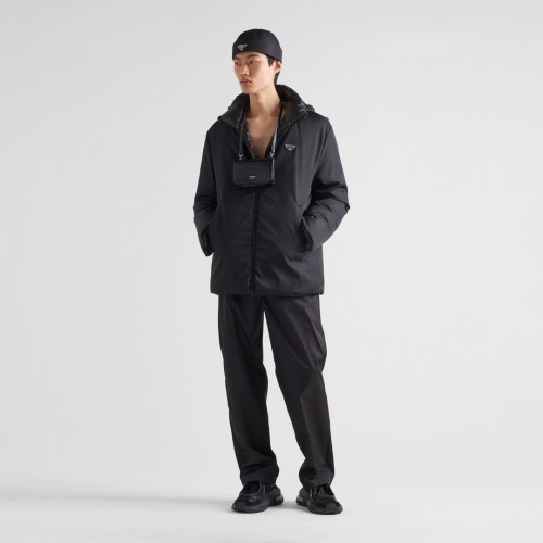 NIGO Prada Men's Fall And Winter Black Nylon Reversible Zipper PufferDown Long Sleeve Jacket #nigo73712