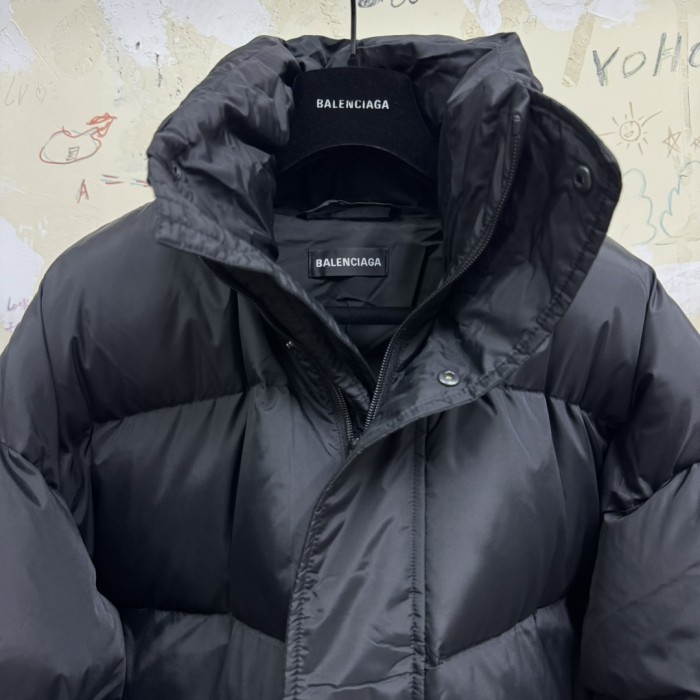 NIGO Balenciaga Men's Winter Flame Letter Logo Print Black Nylon Fabric Long Sleeve Puffer Down Jacket #nigo73718