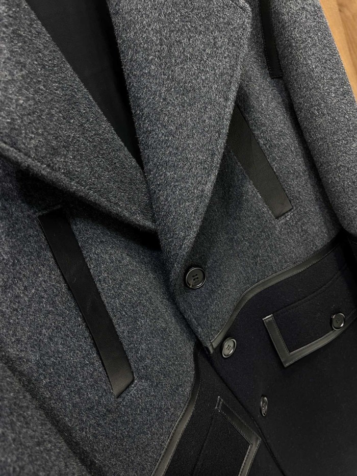 NIGO Dior Men's Autumn And Winter Cashmere Blend Medium-Length Colorblocking Long-Sleeved Tweed Coat Jacket Ngvp #nigo9487