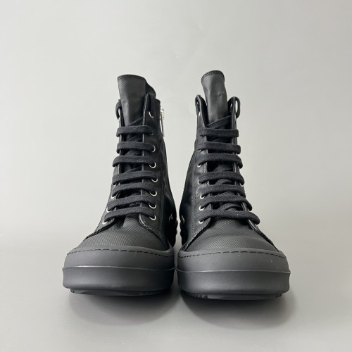 NIGO Rick Owens Classic Solid Colour Canvas High Top Lace Up Black Men Women Casual Fashion Hundred Zip Couple Shoes #nigo73731