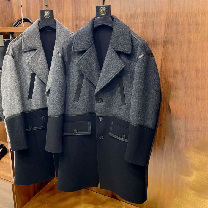NIGO Dior Men's Autumn And Winter Cashmere Blend Medium-Length Colorblocking Long-Sleeved Tweed Coat Jacket Ngvp #nigo9487