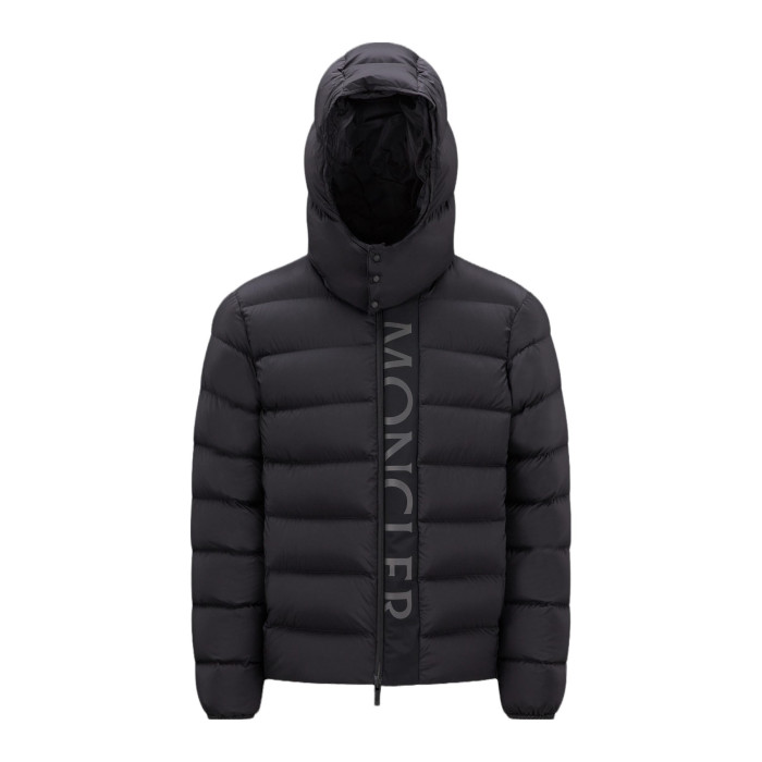 NIGO Moncler Men's Winter Black Letters Logo Print Zipper Hooded Short Puffer Down Long Sleeve Jacket #nigo73745