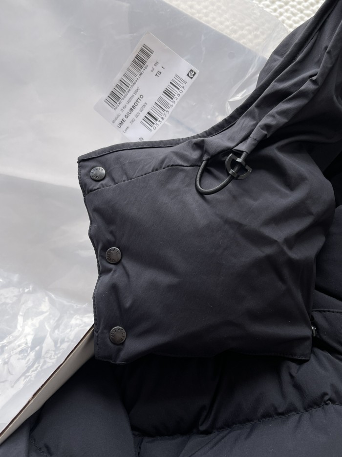 NIGO Moncler Men's Winter Black Letters Logo Print Zipper Hooded Short Puffer Down Long Sleeve Jacket #nigo73745
