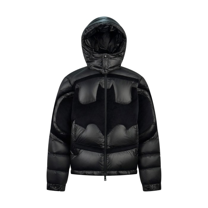 NIGO Moncler Men's Fall/Winter Batman Logo Adjustable Cuffs Hooded Single Breasted Long Sleeve Puffer Down Jacket #nigo73741