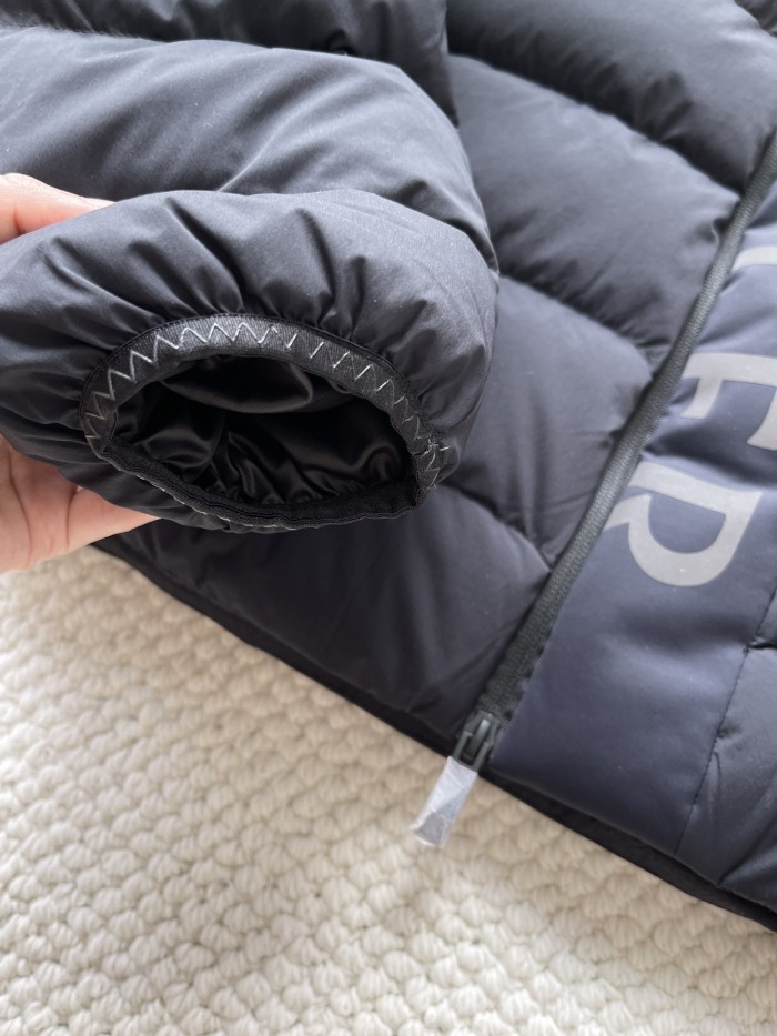 NIGO Moncler Men's Winter Black Letters Logo Print Zipper Hooded Short Puffer Down Long Sleeve Jacket #nigo73745