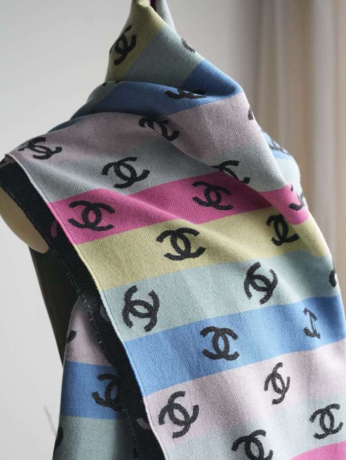 NIGO Chanel Women's Autumn and Winter Colorful Logo Printed Fleece Scarf Shawl #nigo73737