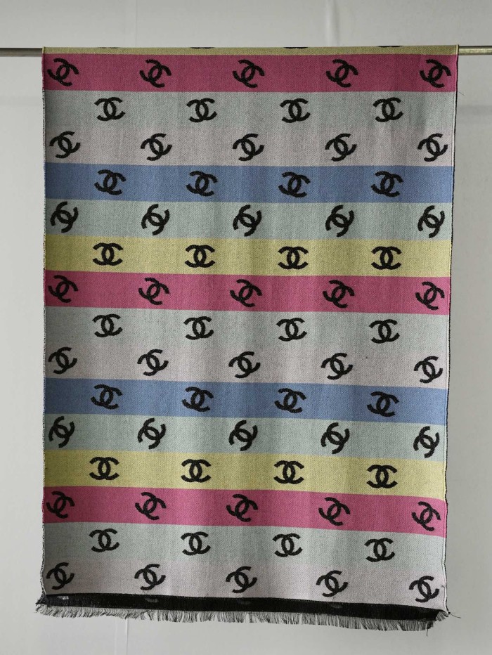 NIGO Chanel Women's Autumn and Winter Colorful Logo Printed Fleece Scarf Shawl #nigo73737