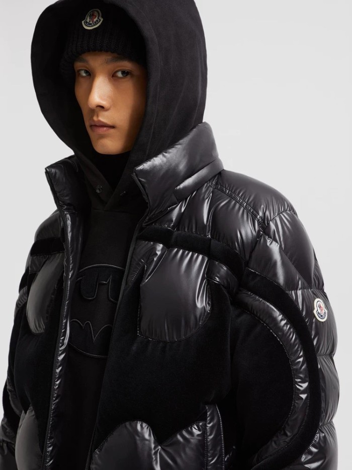 NIGO Moncler Men's Fall/Winter Batman Logo Adjustable Cuffs Hooded Single Breasted Long Sleeve Puffer Down Jacket #nigo73741