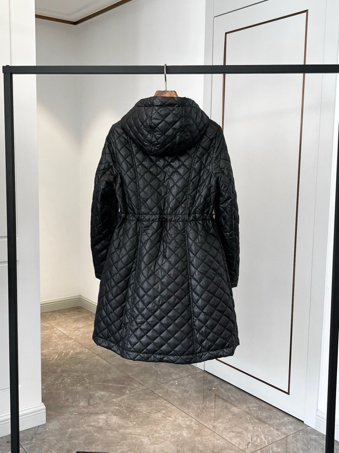 NIGO Moncler Women's Autumn and Winter Solid Color Hooded Diamond Quilted Double Pockets Mid-Length Zipper Long Sleeve Puffer Down Jacket #nigo73747