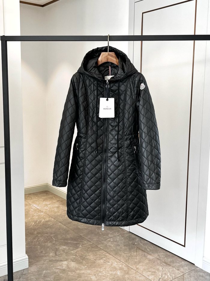 NIGO Moncler Women's Autumn and Winter Solid Color Hooded Diamond Quilted Double Pockets Mid-Length Zipper Long Sleeve Puffer Down Jacket #nigo73747