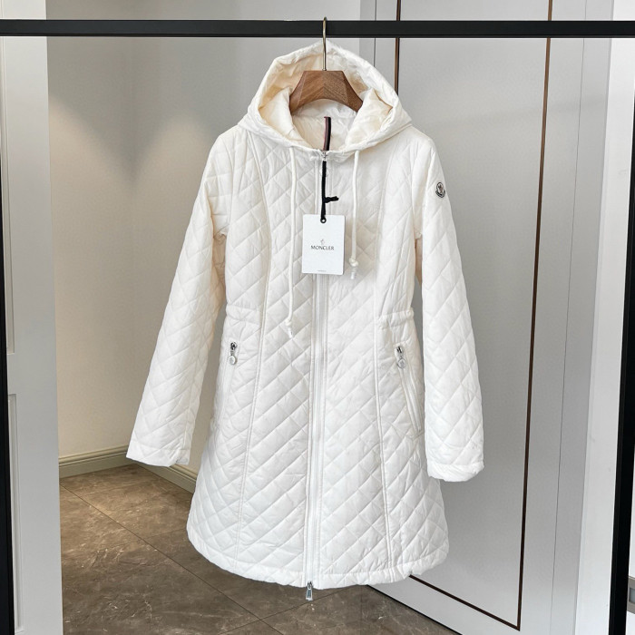 NIGO Moncler Women's Autumn and Winter Solid Color Hooded Diamond Quilted Double Pockets Mid-Length Zipper Long Sleeve Puffer Down Jacket #nigo73747