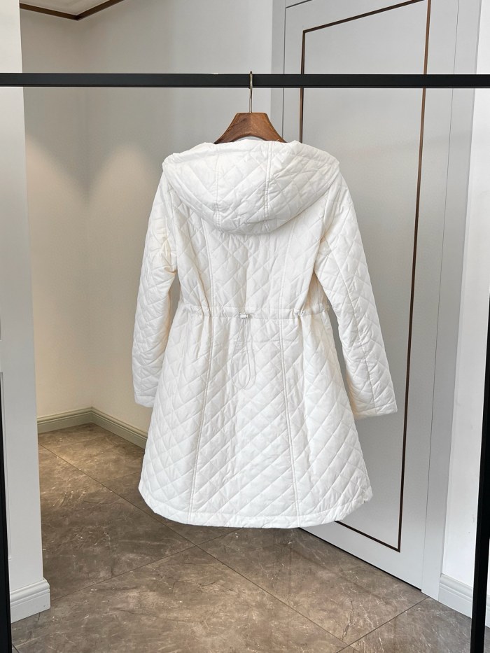 NIGO Moncler Women's Autumn and Winter Solid Color Hooded Diamond Quilted Double Pockets Mid-Length Zipper Long Sleeve Puffer Down Jacket #nigo73747