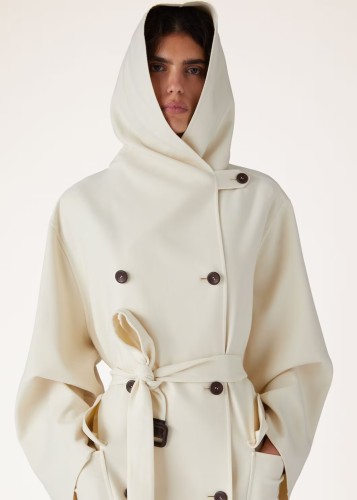 NIGO Loro Piana Women's Spring The Gift of Kings® Brivel Coat Solid Color Double Breasted Hooded Long Sleeve Jacket Ngvp #nigo9511