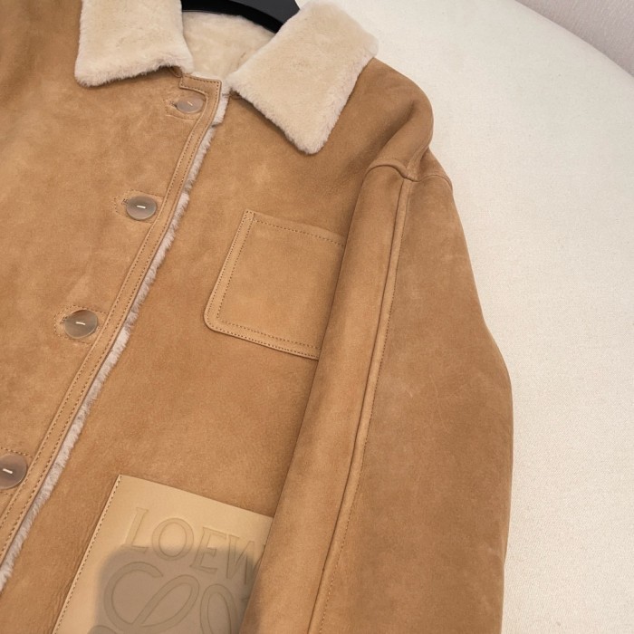 NIGO Loewe Women's Winter Solid Color Suede Single Breasted Cashmere Inner Long Sleeve Jacket #nigo73768
