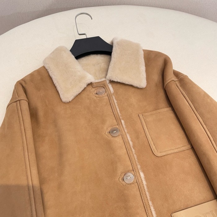 NIGO Loewe Women's Winter Solid Color Suede Single Breasted Cashmere Inner Long Sleeve Jacket #nigo73768