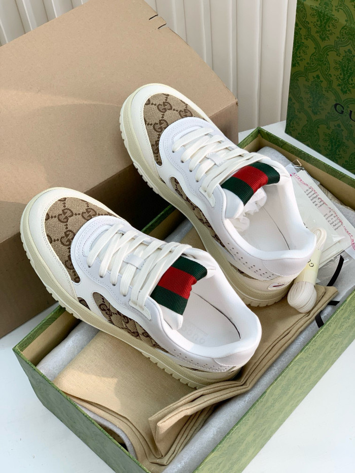 NIGO Gucci Women's Patchwork Design Embossed Low Top Lace Up Leather Sneakers Shoes #nigo73776