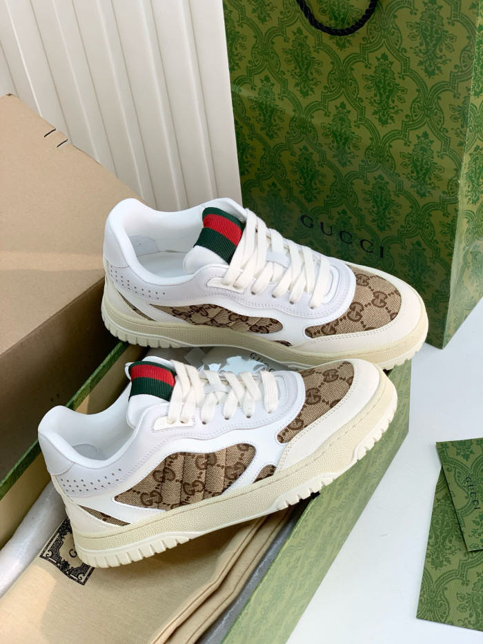 NIGO Gucci Women's Patchwork Design Embossed Low Top Lace Up Leather Sneakers Shoes #nigo73776