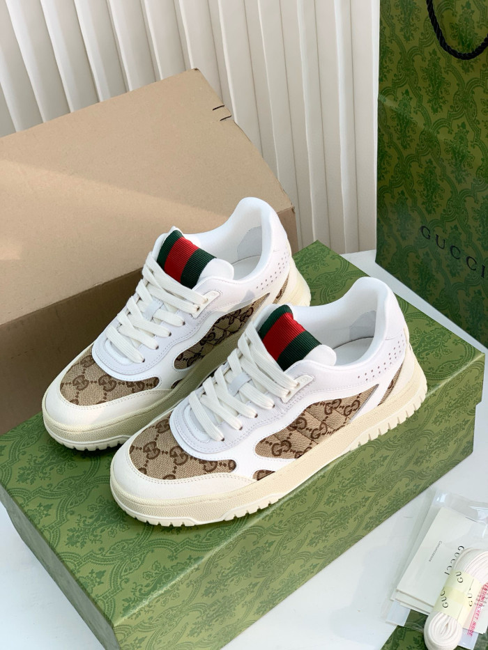 NIGO Gucci Women's Patchwork Design Embossed Low Top Lace Up Leather Sneakers Shoes #nigo73776