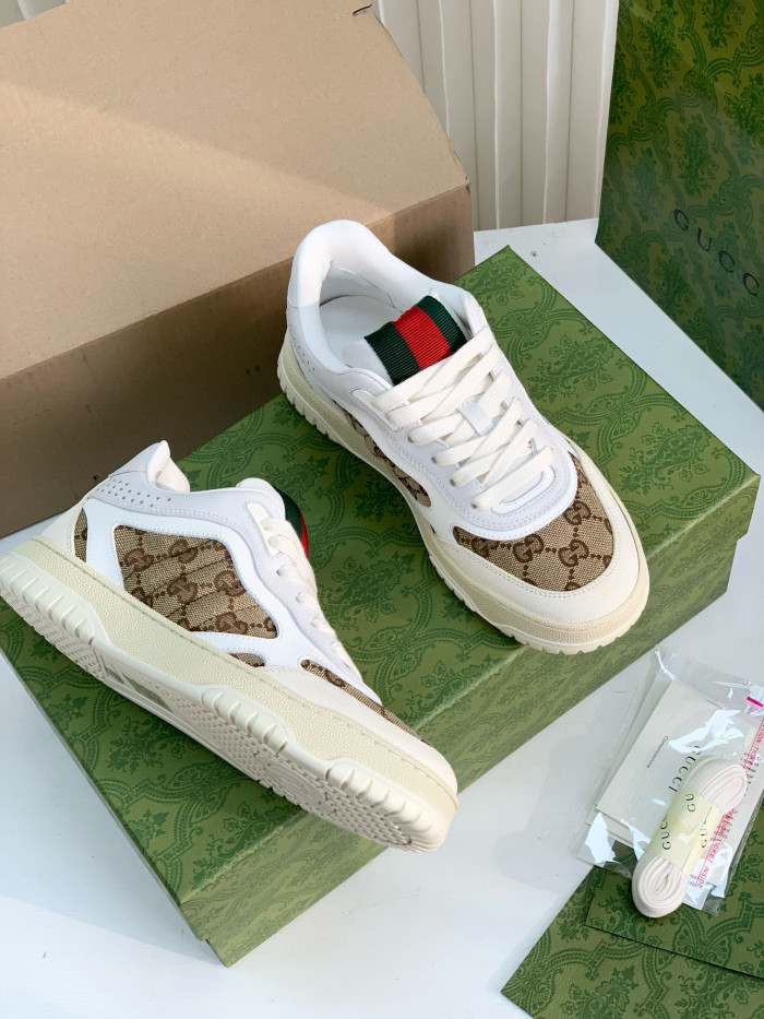 NIGO Gucci Women's Patchwork Design Embossed Low Top Lace Up Leather Sneakers Shoes #nigo73776