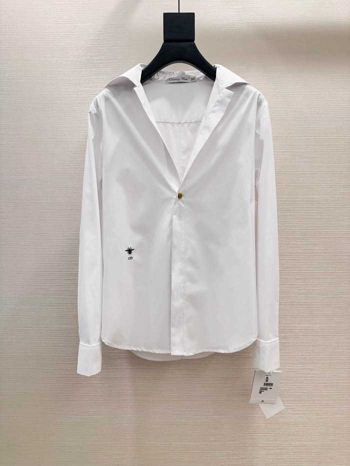 NIGO Dior Women's Spring and Autumn Solid Color Logo Embroidery V-Neck Long Sleeve Shirt #nigo73795