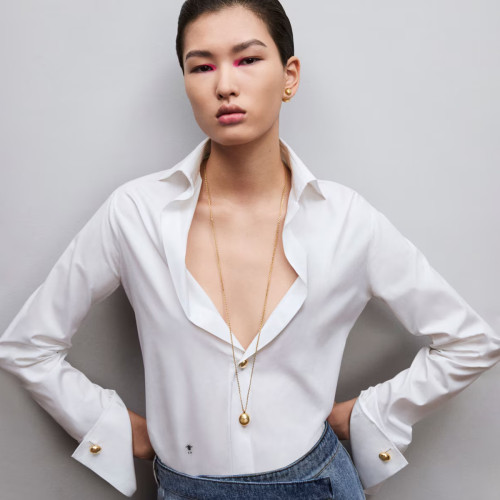 NIGO Dior Women's Spring and Autumn Solid Color Logo Embroidery V-Neck Long Sleeve Shirt #nigo73795