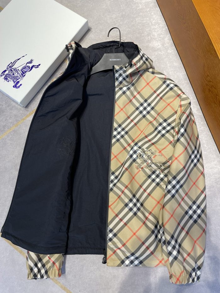 NIGO Burberry Men's Autumn and Winter Check Printed Reversible Zipper Hooded Long Sleeve Jacket #nigo73814