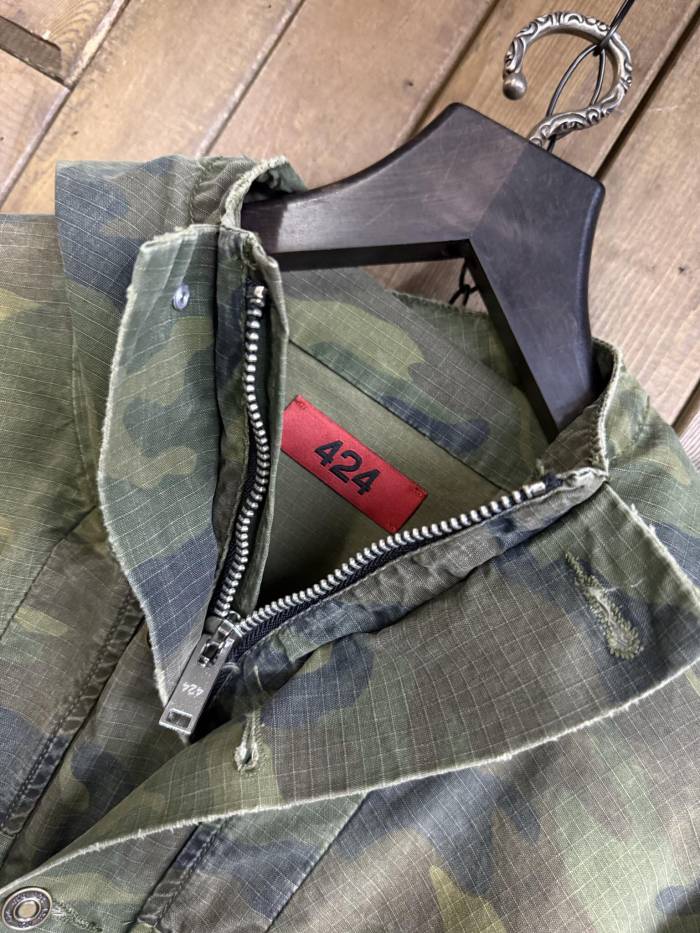 NIGO 424 Men's Spring and Autumn Camouflage Aged Raw Edge Hooded Zipper Long Sleeve Jacket #nigo73827