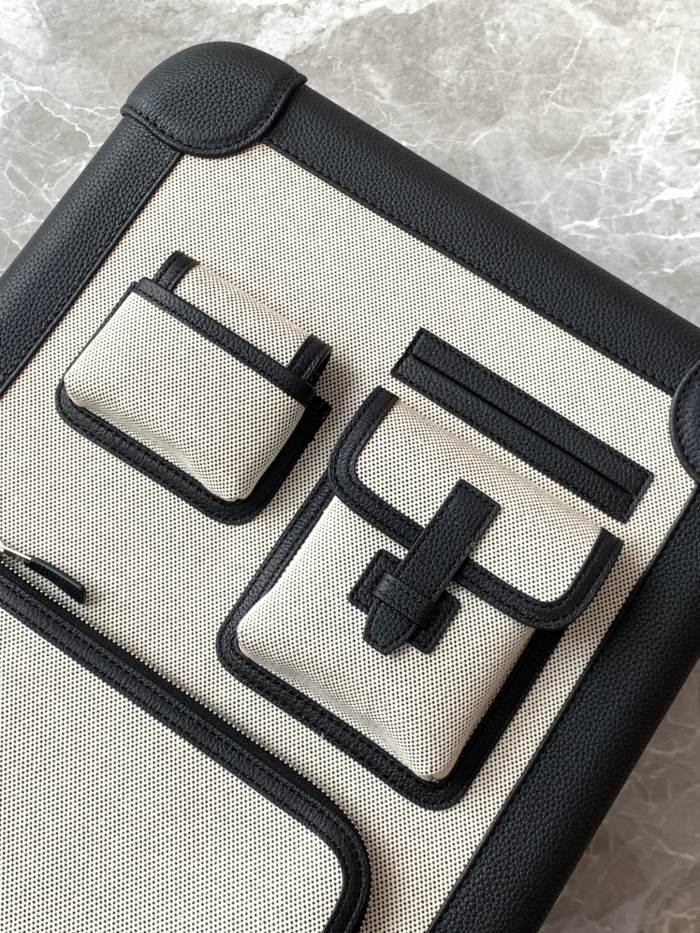 NIGO Hermes Fashion Color Blocking Canvas Splicing Leather Luggage Leisure Multi-Pocket Bag Bag Simple Boarding Box Suitcase Travel Box Ngvp #nigo9463