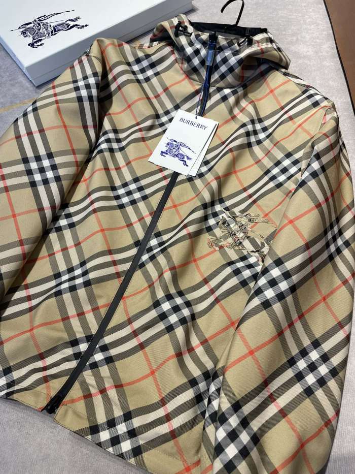 NIGO Burberry Men's Autumn and Winter Check Printed Reversible Zipper Hooded Long Sleeve Jacket #nigo73814