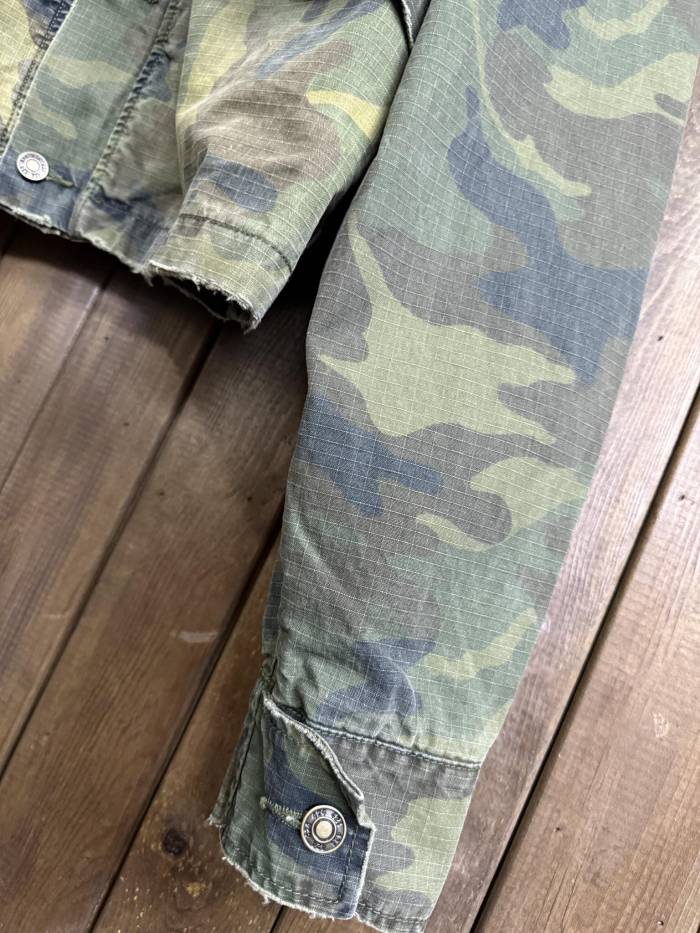 NIGO 424 Men's Spring and Autumn Camouflage Aged Raw Edge Hooded Zipper Long Sleeve Jacket #nigo73827